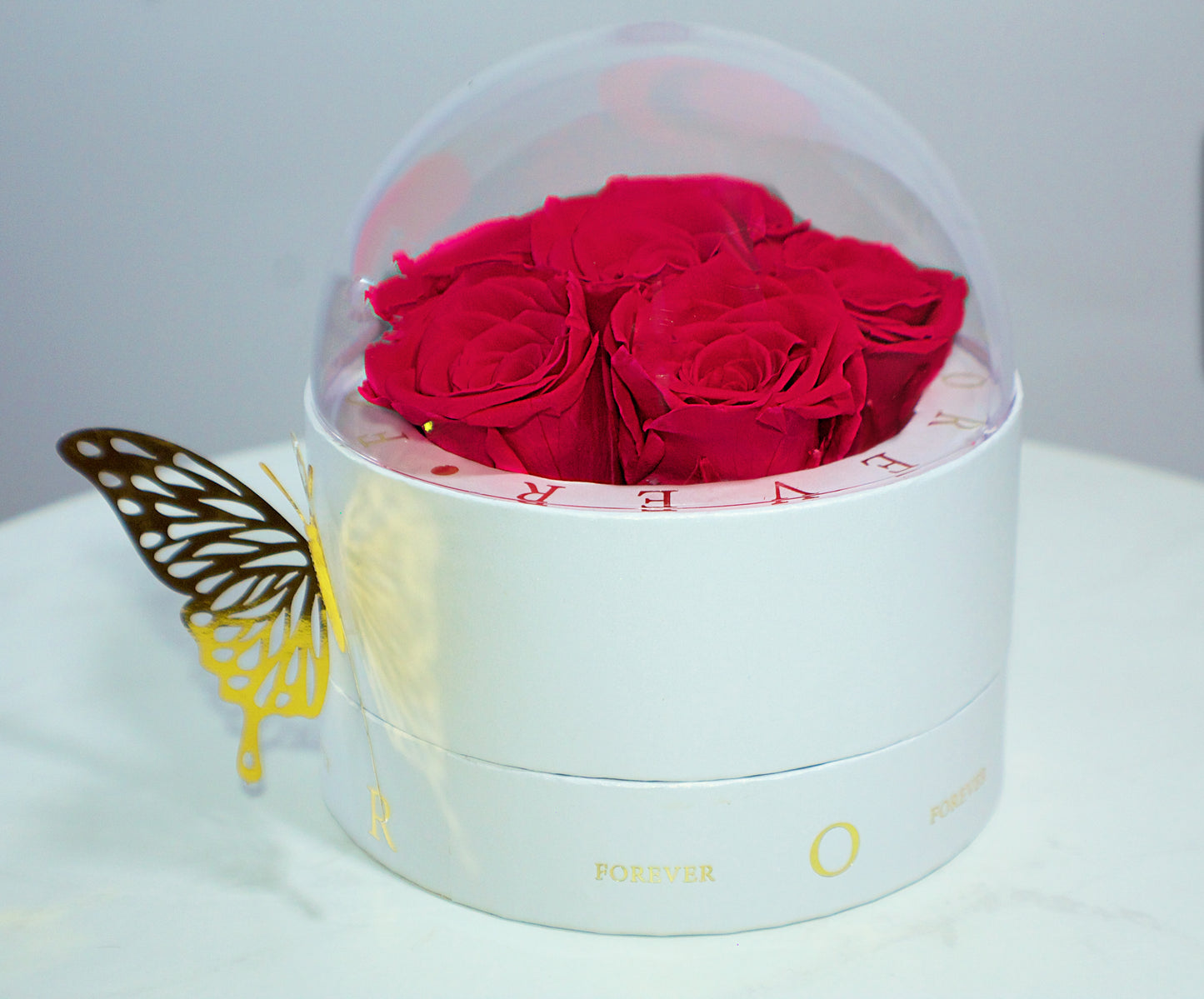 Boîtes à roses préservées couleur fucsia