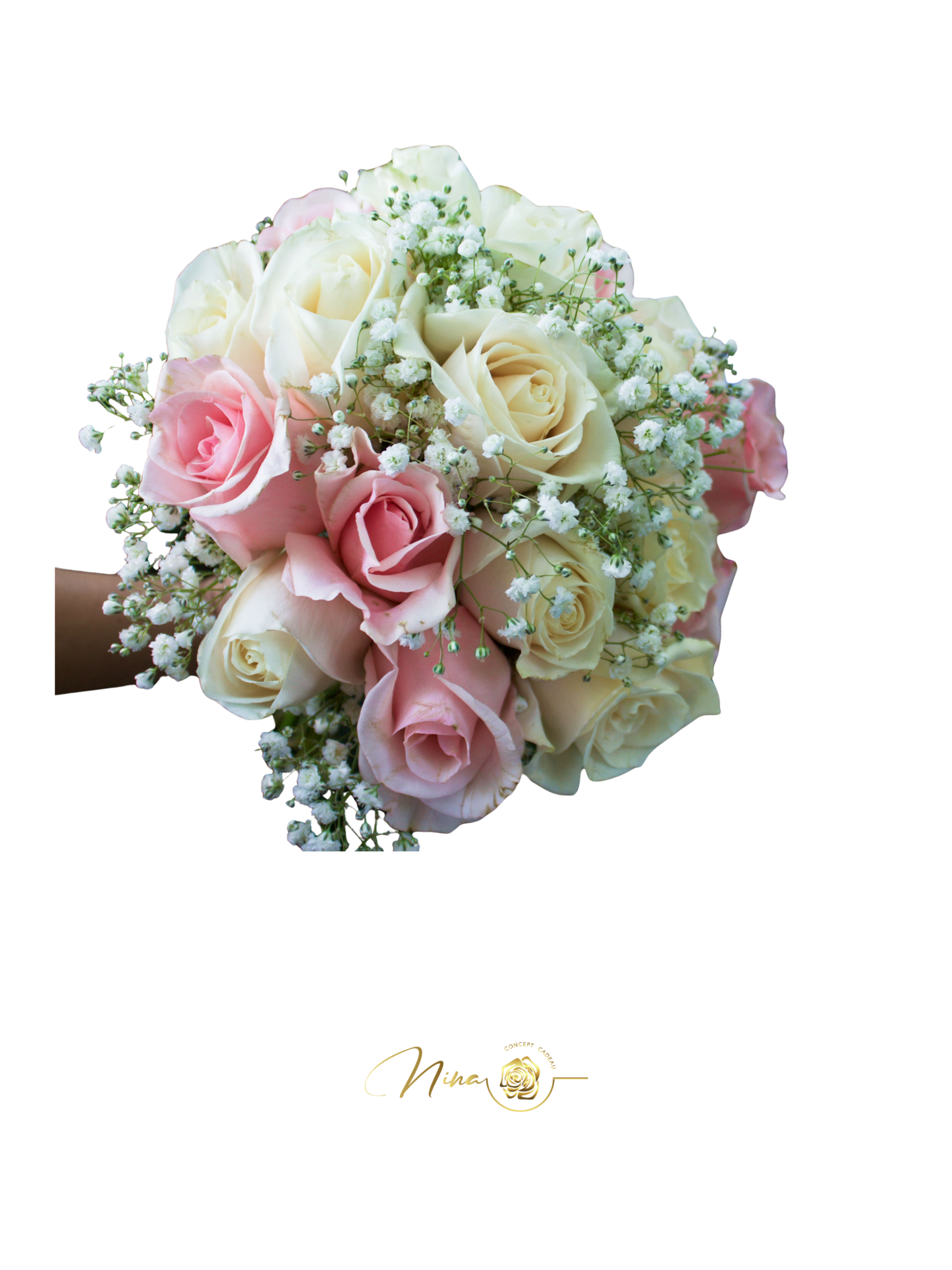 Bouquet Douce Romance- Roses blanches & Roses Pâles