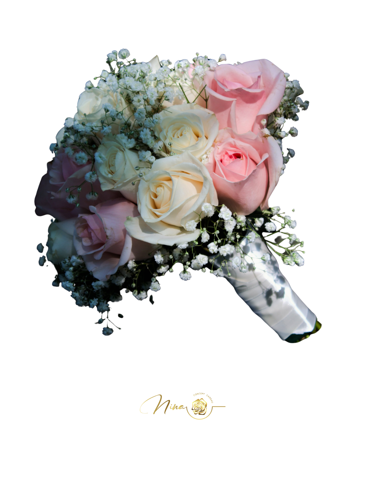 Bouquet Douce Romance- Roses blanches & Roses Pâles