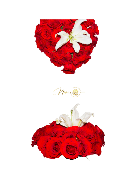 Coeur de Roses Rouges & Lys Blanc